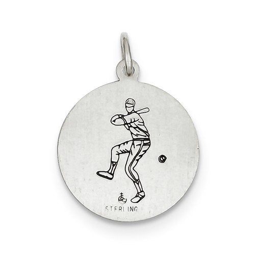 Sterling Silver St. Christopher Baseball Medal (23X20MM)