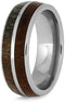 The Men's Jewelry Store (Unisex Jewelry) Dinosaur Bone, Teak Wood 7mm Comfort-Fit Titanium Band