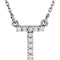 Diamond Initial 'T' Rhodium Plate 14K White Gold (1/10 Cttw, GH Color, I1 Clarity), 16.25"