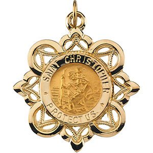 14k Yellow Gold St. Christopher Medal (28.5x26 MM)