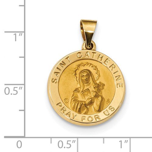 14k Yellow Gold St. Catherine Hollow Medal Pendant (19X19MM)