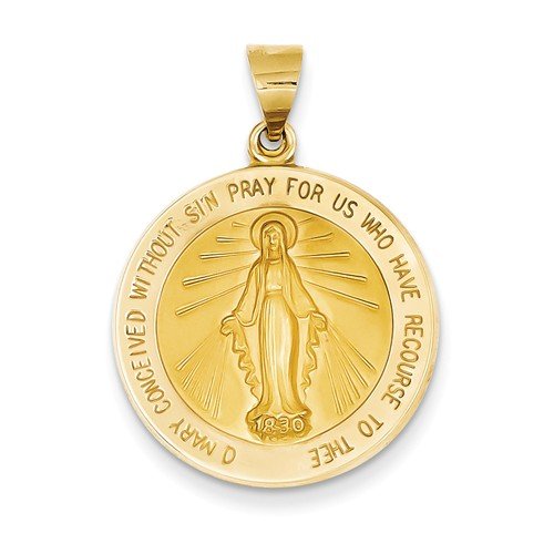 14k Yellow Gold Miraculous Medal Pendant (31X22MM)