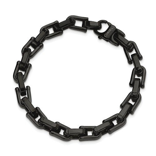 Men's Stainless Steel 8mm Black IP-Plated Bracelet, 8.5"