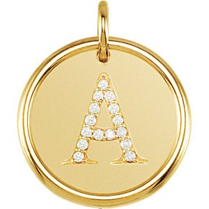 Diamond Initial "A" Pendant, 14k Yellow Gold (.07 Ctw, Color G-H, Clarity I1 )