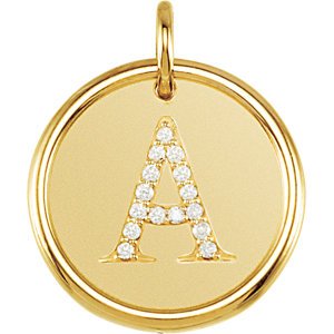 Diamond Initial "A" Round Pendant, 18k Yellow Gold-Plated Sterling Silver (.07 Ctw, Color G-H, Clarity I1 )