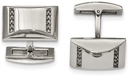 Stainless Steel CZ Rectangle Cuff Links
