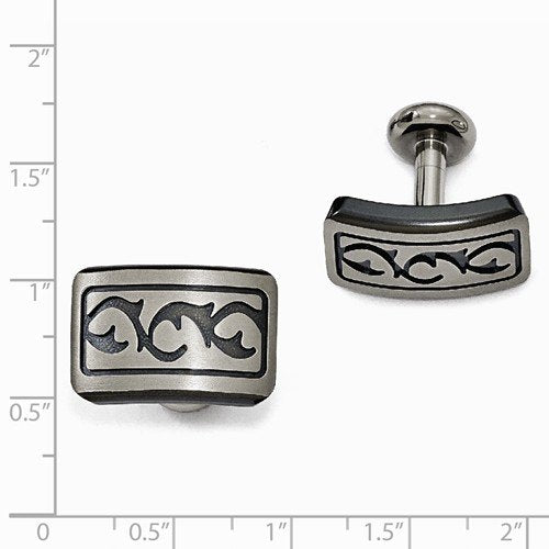 Tribal Collection Brushed Grey, Black Titanium Thorn Cuff Links
