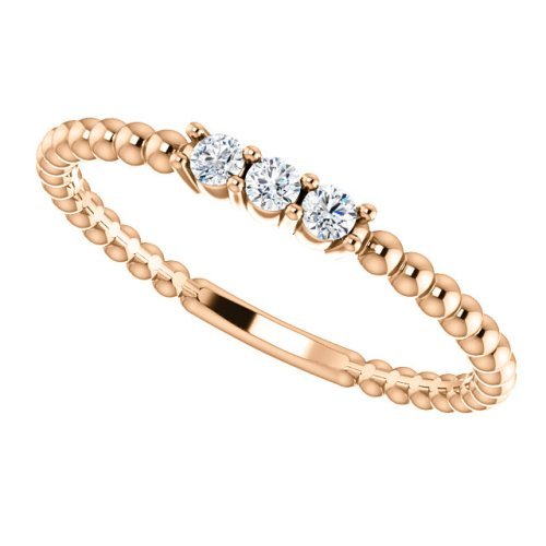 Diamond Beaded Ring, 14k Rose Gold, Size 8
