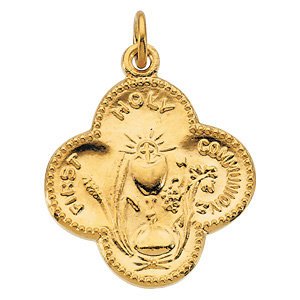 14k Yellow Gold First Holy Communion Medal (17.75 MM)