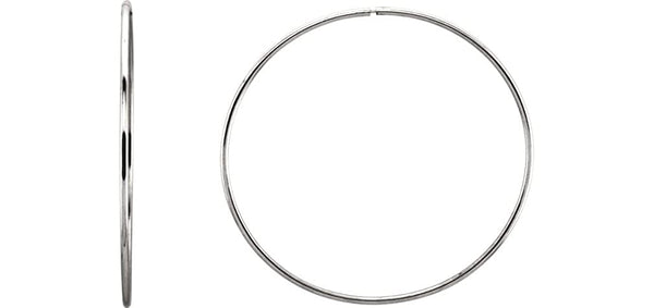 Endless Hoop Tube Earrings, Sterling Silver (65mm)