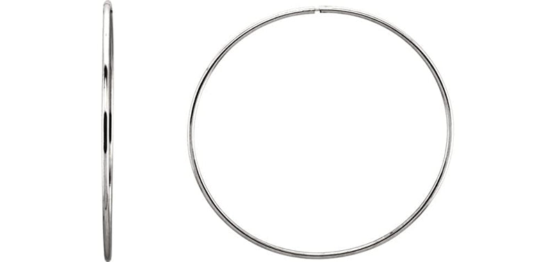 Endless Hoop Tube Earrings, Sterling Silver (35mm)