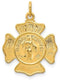 24k Gold-Plated Sterling Silver Saint Florian Fireman's Badge Medal (25X17MM)