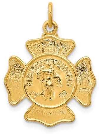 24k Gold-Plated Sterling Silver Saint Florian Fireman's Badge Medal (25X17MM)