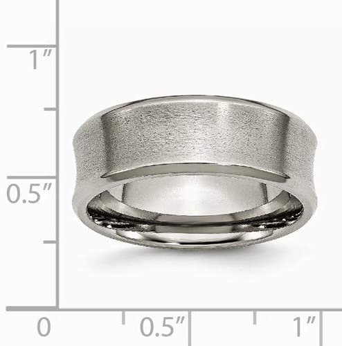 Satin Brushed Titanium 8mm Concave Comfort-Fit Band, Size 13