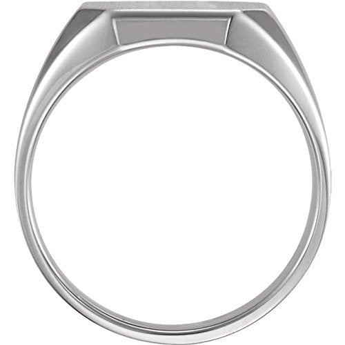 Men's Brushed Satin Signet Ring, 14k White Gold, Size 10 (16X14MM)
