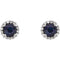 Blue Sapphire and Diamond Earrings, Rhodium-Plated 14k White Gold (0.16 Ctw, G-H Color, I1 Clarity)