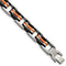 Men's Stainless Steel 9mm Black and Orange Rubber Bracelet, 8.5 Inches