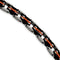 Men's Stainless Steel 9mm Black and Orange Rubber Bracelet, 8.5 Inches