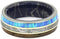 Synthetic Opal, Dinosaur Bone, Meteorite, 14k Yellow Gold, Titanium 8mm Comfort-Fit Mokume Sleeve Band, Size 10.25