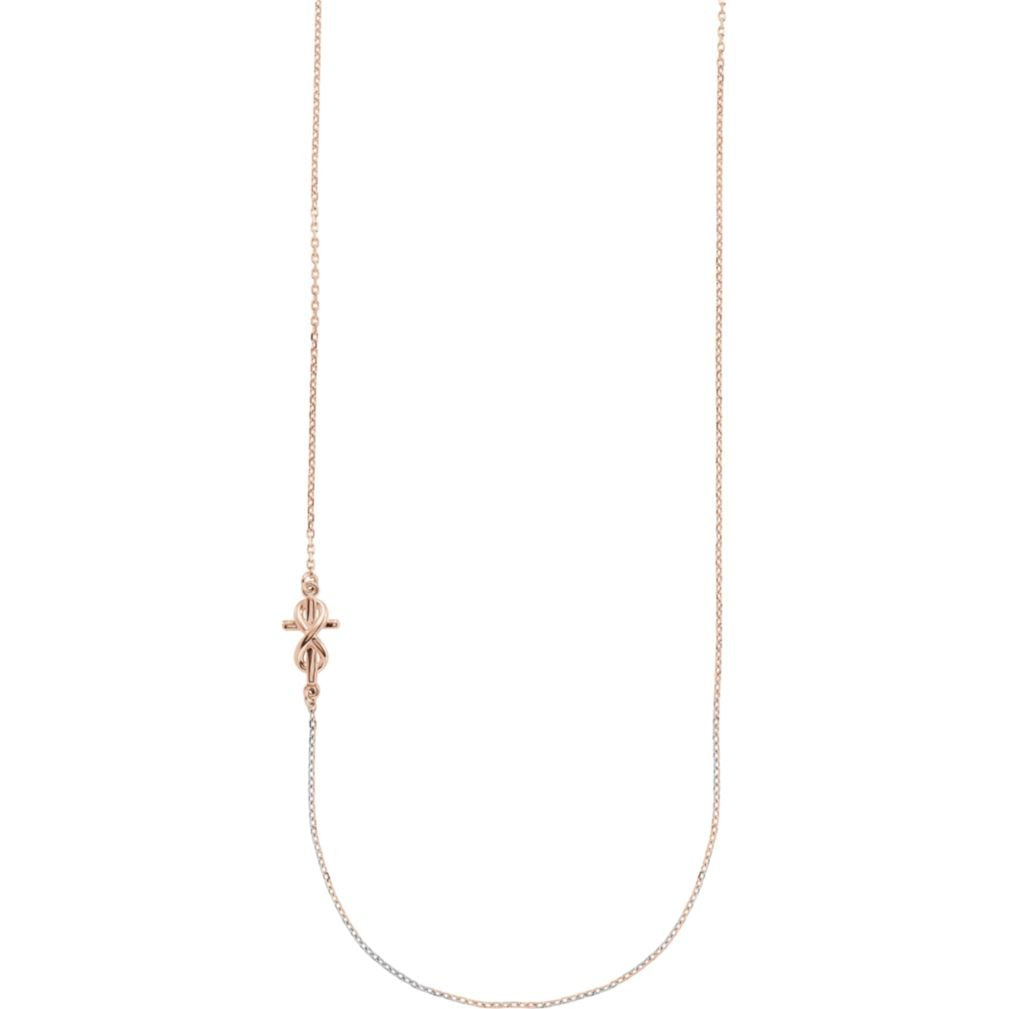 Infinity Sideways Cross 14k Rose Gold Necklace, 16" and 18"