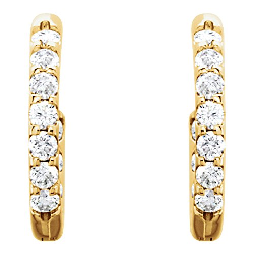 Diamond Inside-Outside Hoop Earrings, 14k Yellow Gold (1 Ctw, Color G-H, Clarity I1)