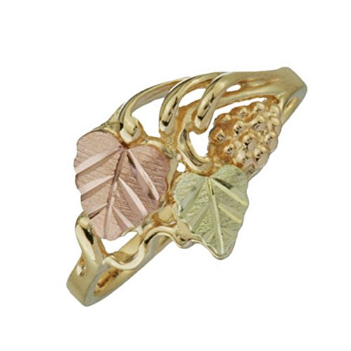 Black Hills Gold Cocktail Ring, 10k Yellow Gold, 12k Green Gold and 12k Pink Gold, Size 10