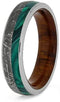 The Men's Jewelry Store (Unisex Jewelry) Gibeon Meteorite, Malachite, Titanium 5.5mm Comfort-Fit Ironwood Sleeve Band, Size 12.25