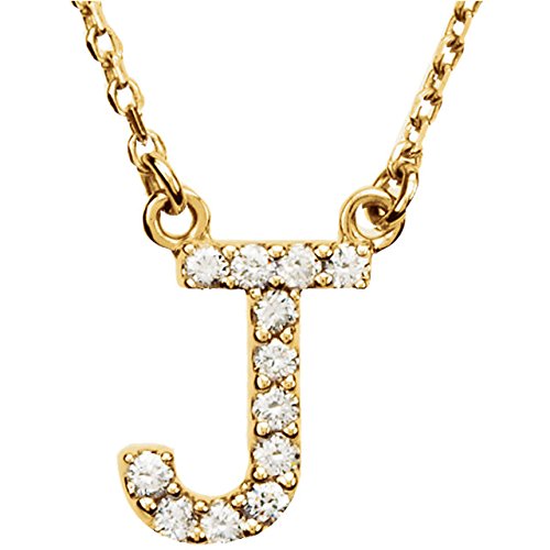 14k Yellow Gold Diamond Initial 'J' 1/8 Cttw Necklace, 16" (GH Color, I1 Clarity)