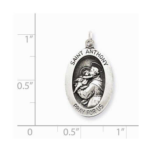 Sterling Silver Antiqued Saint Anthony Medal (25X15MM)