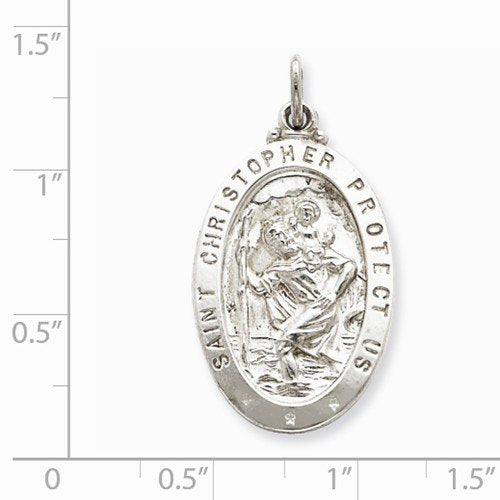 Sterling Silver Saint Christopher Medal Charm Pendant (31X20 MM)