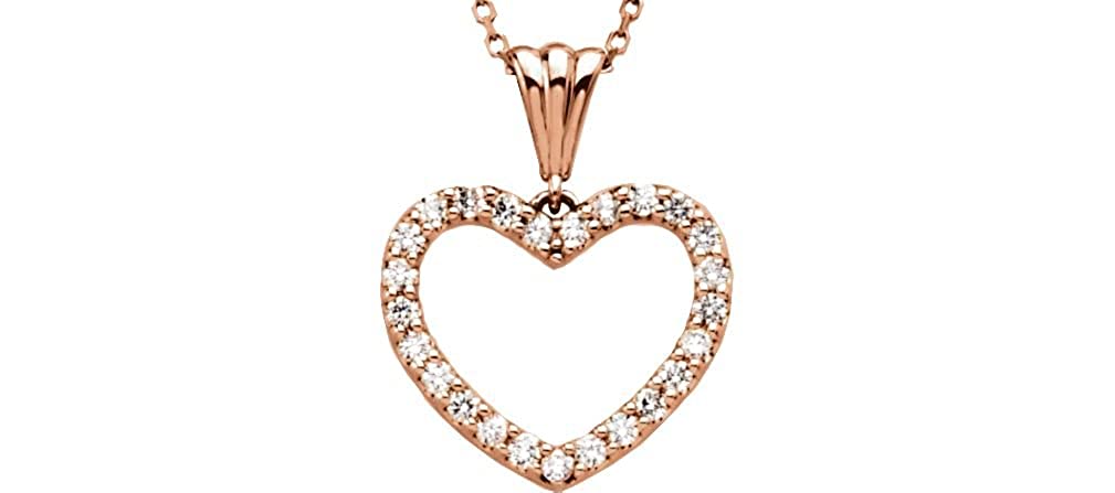 Diamond Heart 14k Rose Gold Pendant Necklace, 18" (1/2 Cttw)