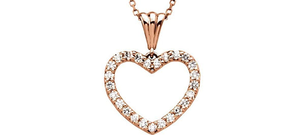 Diamond Heart 14k Rose Gold Pendant Necklace, 18" (1/2 Cttw)