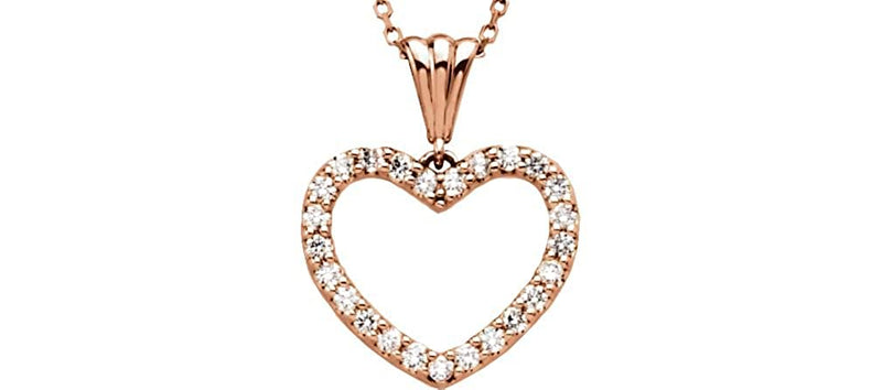 Diamond Heart 14k Rose Gold Pendant Necklace, 18" (1/2 Cttw)