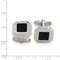 Stainless Steel Polished Black Carbon Fiber Inlay Square Cuff Links, 17MM