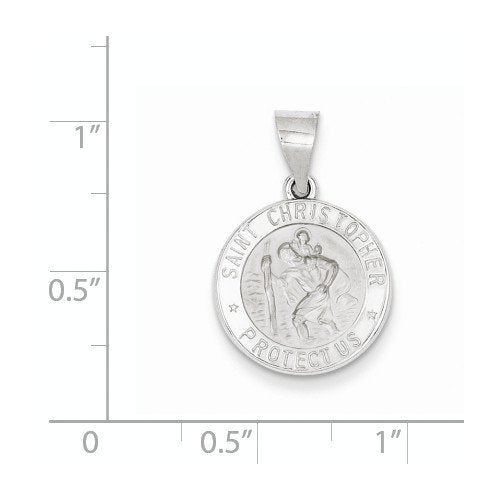 Rhodium-Plated 14k White Gold St. Christopher Medal Pendant (17X15MM)