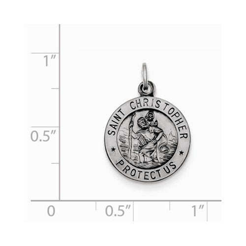 Sterling Silver Saint Christopher Medal Charm Pendant (20X15 MM)