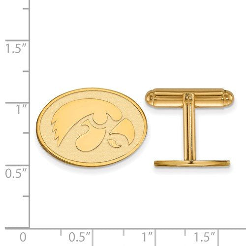 Gold-Plated Sterling Silver University Of Iowa Round Cuff Links, 17MM