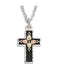 Antiqued Cross Pendant Necklace, Sterling Silver, 12k Green and Rose Gold Black Hills Gold Motif, 18''