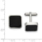 Stainless Steel Polished Black Enameled Square Cuff Links, 23.98MMX17.35MM