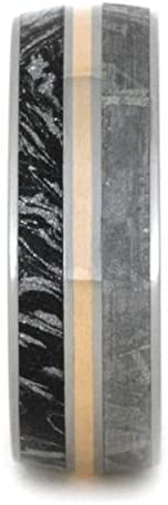 Gibeon Meteorite, Black and White Mokume Gane, 14k Rose Gold 8mm Titanium Comfort-Fit Ring, Size 9.5