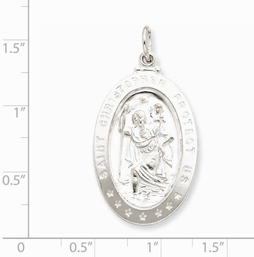 Sterling Silver Saint Christopher Medal Pendant (40X20 MM)