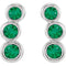 Emerald Three-Stone Ear Climbers, Rhodium-Plated 14k White Gold