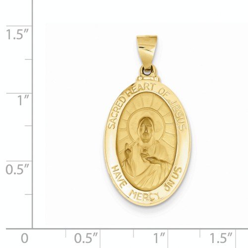 14k Yellow Gold Sacred Heart Of Jesus Medal Pendant (27x17MM)