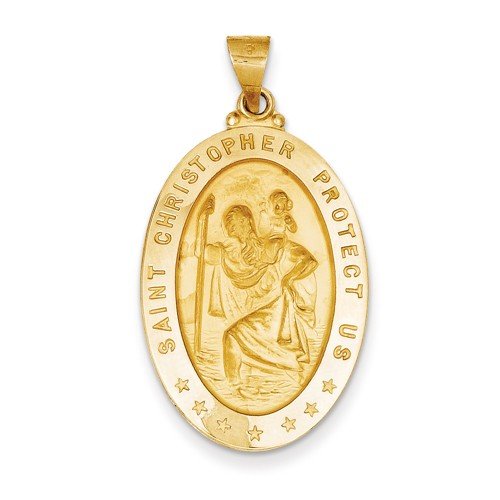 18k Yellow Gold St. Christopher Medal Pendant (38X20MM)