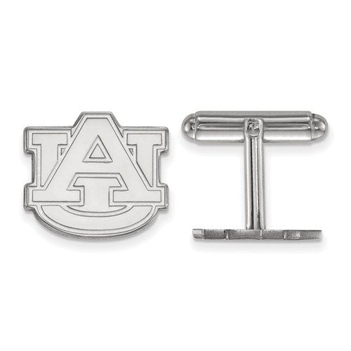 Rhodium-Plated Sterling Silver Polished Auburn University Cuff Links, 16X17MM