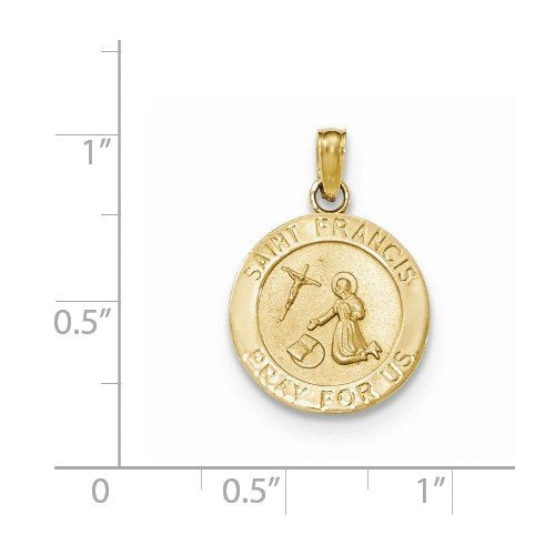 14k Yellow Gold Saint Francis Medal Pendant