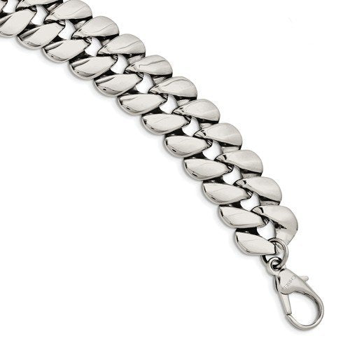 Men's Polished Stainless Steel Curb Link Bracelet, 8.5"