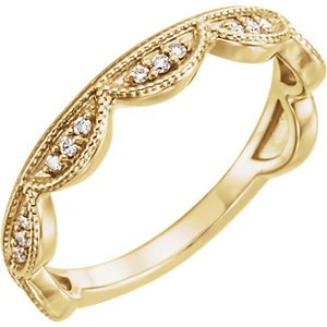 Diamond Scallop Stacking Ring, 14k Yellow Gold (.125 Ctw, GH Color, I1 Clarity) Size 6