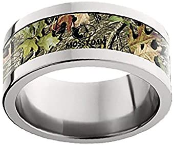 Mossy Oak Camo Obsession 10mm Comfort-Fit Titanium Ring, Size 14