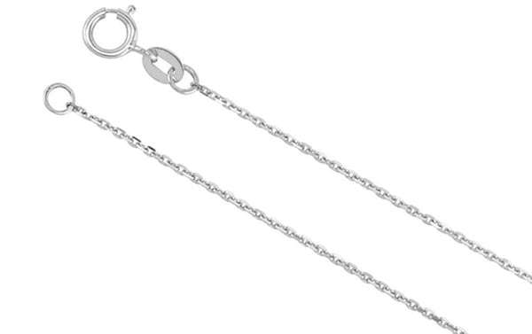 14k White Gold Solid Diamond Cut Cable Chain Link, 1mm